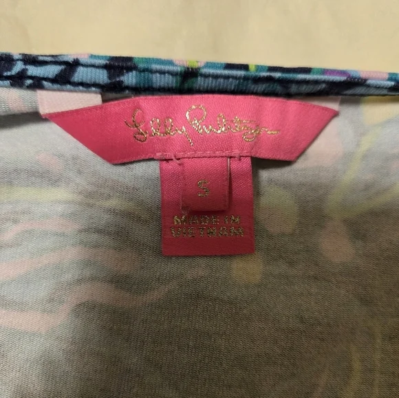 Lilly Pulitzer Talley Smocked Dress Low Tide Navy Catty Purrsonality S - Picture 2 of 7